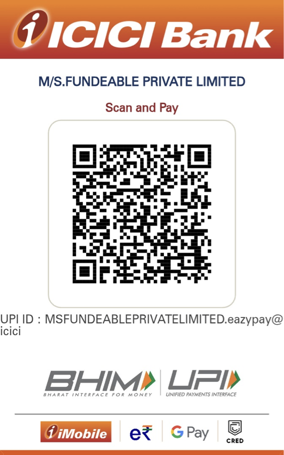ICICI Bank UPI payment QR code for M/S. Fundeable Private Limited
